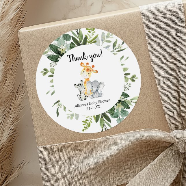 Sticker Rond Les animaux mignons baby shower non sexiste (Créateur téléchargé)