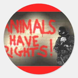 Sticker Rond Les Animaux Ont Des Droits !