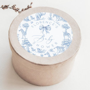 Sticker Rond Les animaux Safari Toile de Jouy Baby shower