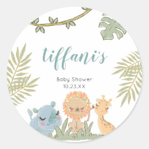 Sticker Rond Les animaux Safari Wild Un Baby shower Merci