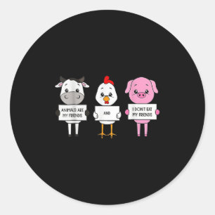 Sticker Rond Les animaux sont mes amis et je ne mange pas mes a