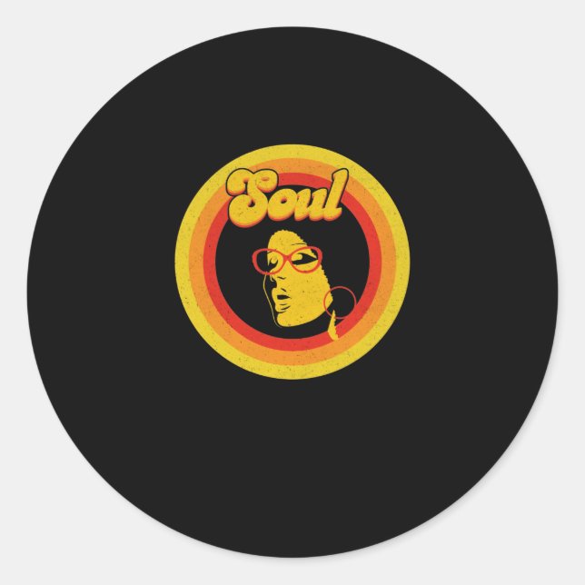 Sticker Rond les années 70 Retro Soul Music Gerne Soul Music (Devant)