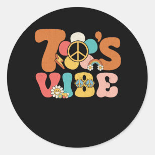 Sticker Rond les années 70 Vibe les années 70 Costume Paix Supe
