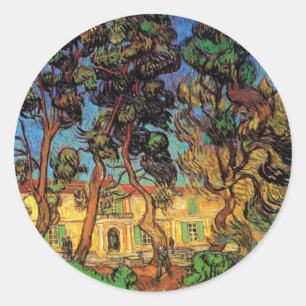 Sticker Rond Les arbres de Van Gogh dans le jardin de l'hôpital