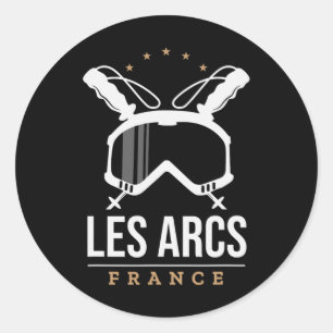 Sticker Rond Les Arcs France Station de ski Ski Vintage Snowboa