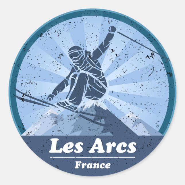 Sticker Rond Les Arcs Station de ski - Skieur (Devant)