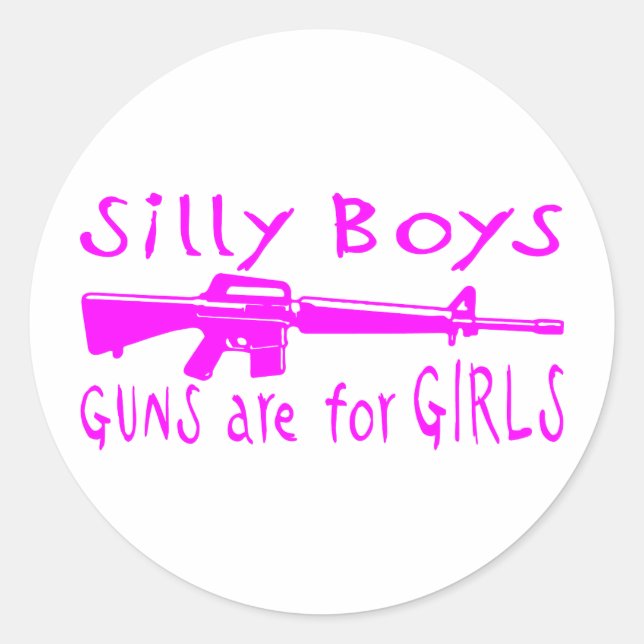 STICKER ROND LES ARMES SONT POUR LES FILLES (Devant)
