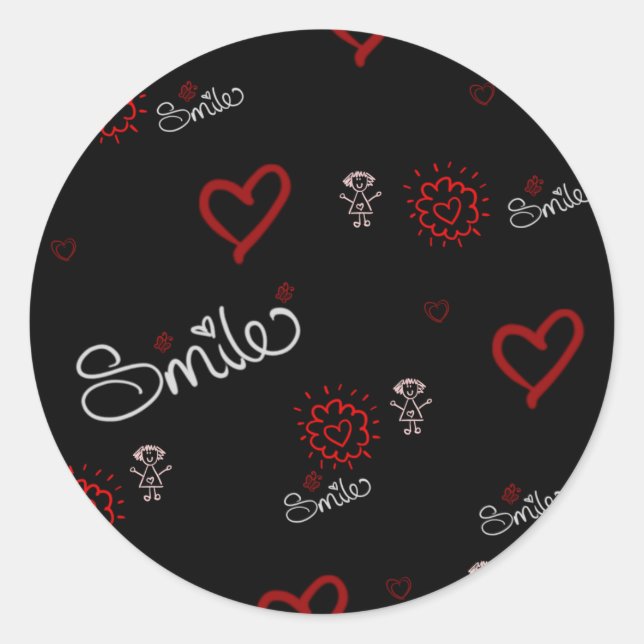 Sticker Rond Les battements de coeur et le bonheur (Devant)