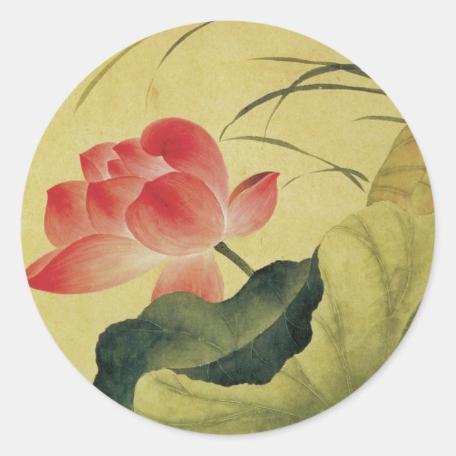 Sticker Rond Les Beaux Arts Chinois Fleurs Lotus (Devant)