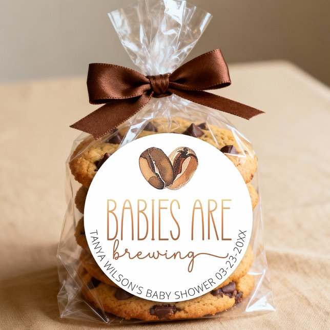 Sticker Rond Les bébés brassent du Baby shower de café (Babies are Brewing Favor Sticker)