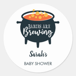 Sticker Rond Les bébés brassent le Baby shower d'Halloween