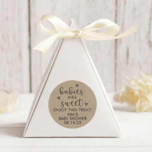Sticker Rond Les bébés minimalistes Kraft sont Baby showers dou