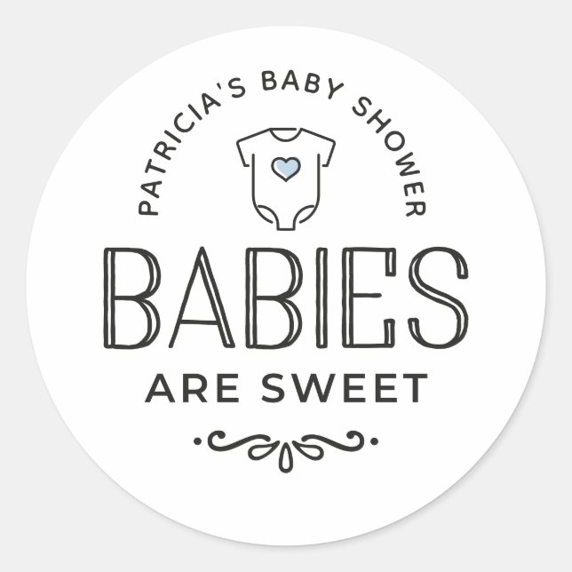 Sticker Rond Les bébés sont Baby shower sucré Pastel Blue Boy (Devant)