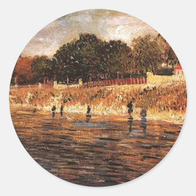 Sticker Rond Les Berges de la Seine, Vincent van Gogh (Devant)