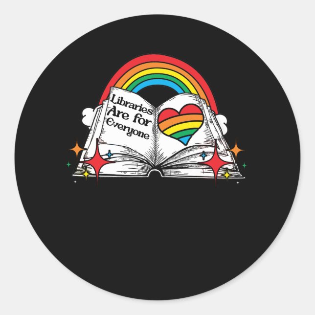 Sticker Rond Les bibliothèques sont pour tout le monde Rainbow  (Devant)