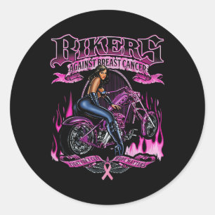 Sticker Rond Les Bikers Contre Le Cancer Du Sein Luttent Pour U