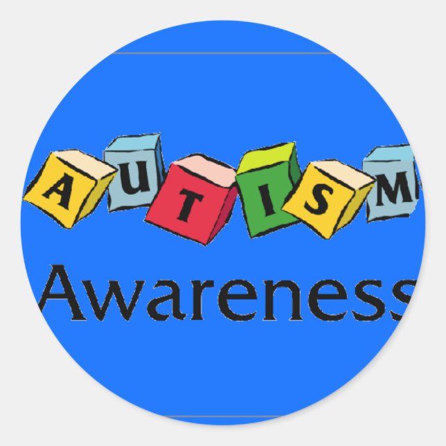 Sticker Rond Les blocs d'autisme (Devant)