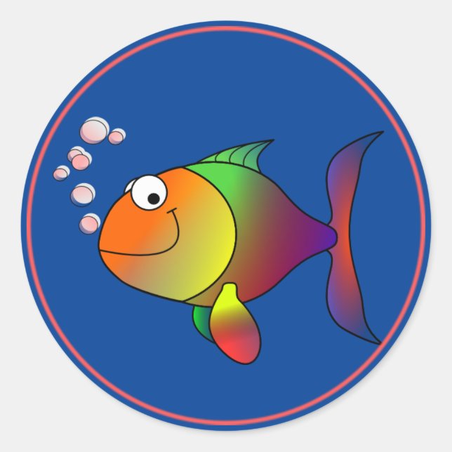 Sticker Rond Les bulles, le poisson, (Devant)