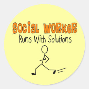 Sticker Rond Les cadeaux drôles de solutions d'assistant socia