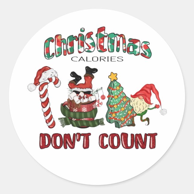 Sticker Rond Les calories de Noël ne comptent pas (Devant)