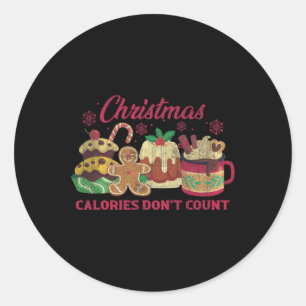Sticker Rond Les calories de Noël ne comptent pas les cookies d