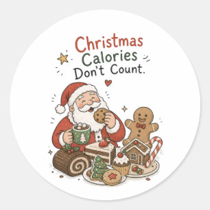 Sticker Rond Les calories de Noël ne comptent pas Nourriture d