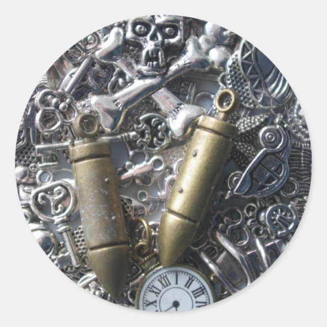 Sticker Rond Les charmes du Steampunk (Devant)