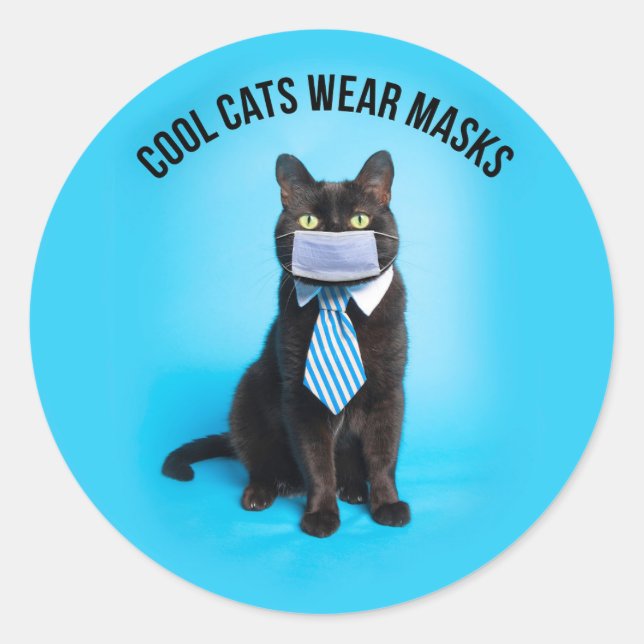 Sticker Rond Les chats cool portent des masques (Devant)
