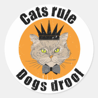 Sticker Rond les chats règle les chiens baver