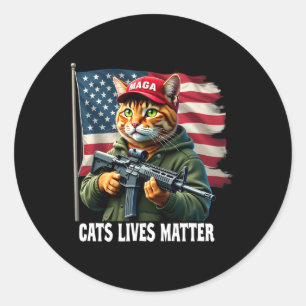 Sticker Rond Les chats vivent un problème amusant Trump 2024 Tr