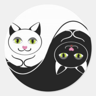 Sticker Rond Les chats Yin Yang