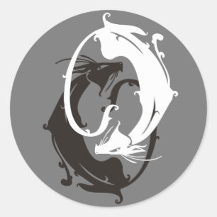 Sticker Rond Les chats Yin Yang