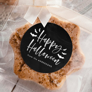 Sticker Rond Les chauves-souris modernes Halloween heureux