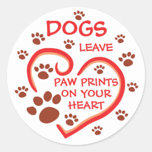 Sticker Rond Les chiens laissent les Empreintes de pattes sur v