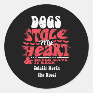 Sticker Rond Les chiens ont volé mon cœur ~ Saint-Valentin drôl
