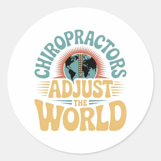 Sticker Rond Les chiropraticiens adaptent la conception mondial (Devant)