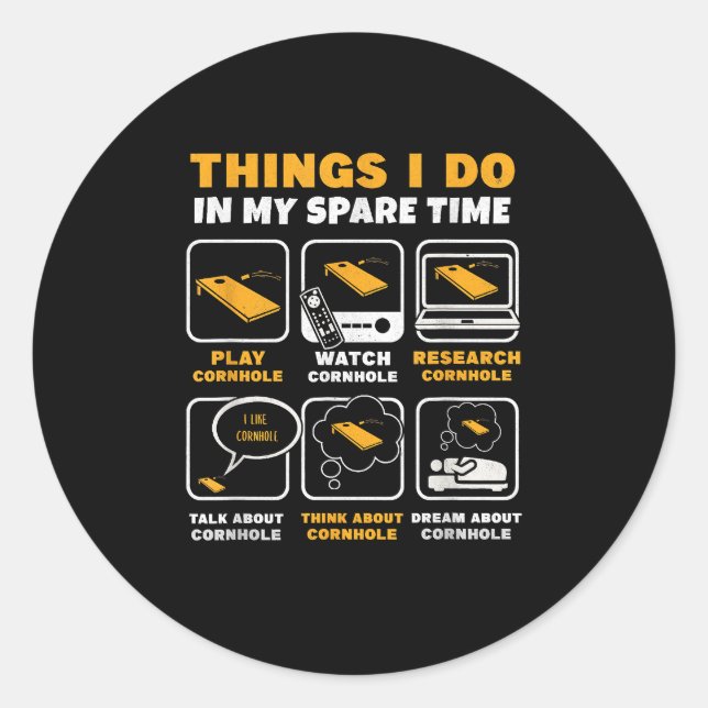 Sticker Rond Les Choses Que Je Fais Dans Mon Temps De Secours (Devant)
