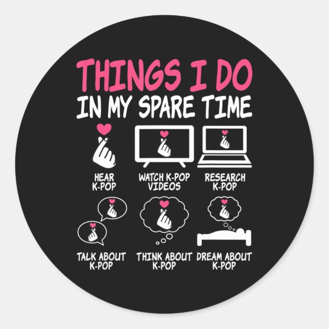 Sticker Rond Les choses que je fais dans mon temps libre Kpop M (Devant)