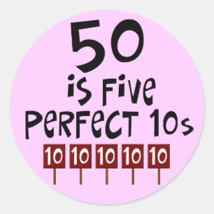 Sticker Rond les cinquantième cadeaux d'anniversaire, 50 est 5