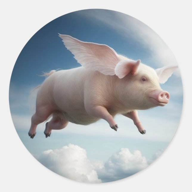 Sticker Rond Les cochons voleront ! (Devant)