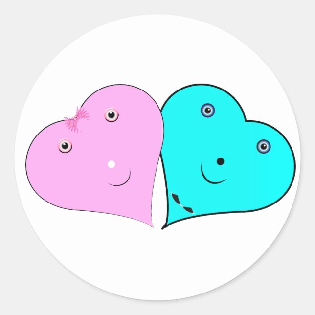 Sticker Rond les coeurs de m. & mrs (Devant)