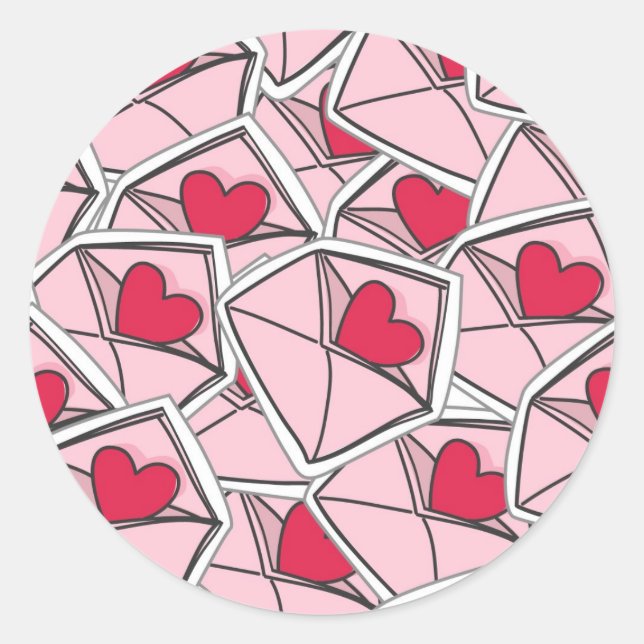 Sticker Rond Les coeurs de Valentine sur les enveloppes (Devant)