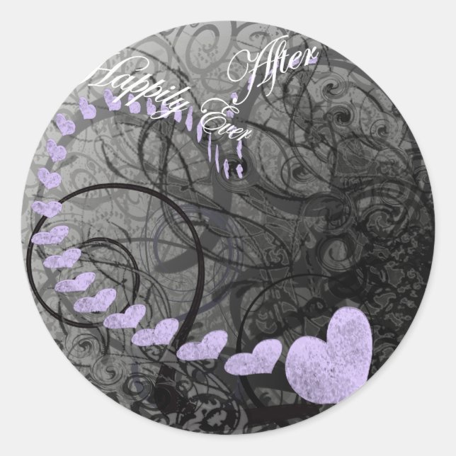 Sticker Rond Les Coeurs Violets Heureux Après (Devant)