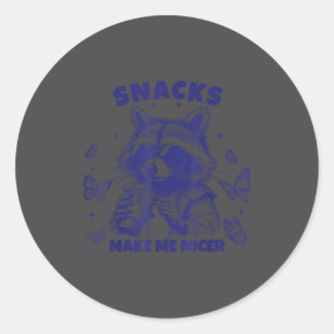 Sticker Rond Les collations me rendent plus gentil Raton laveur