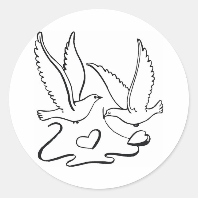 Sticker Rond Les colombes de la cérémonie des mariages (Devant)