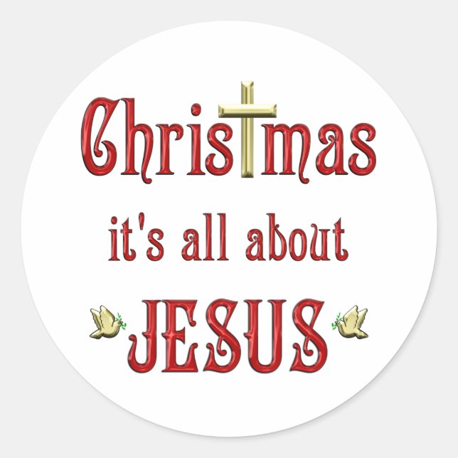 Sticker Rond Les colombes de Noël (Devant)