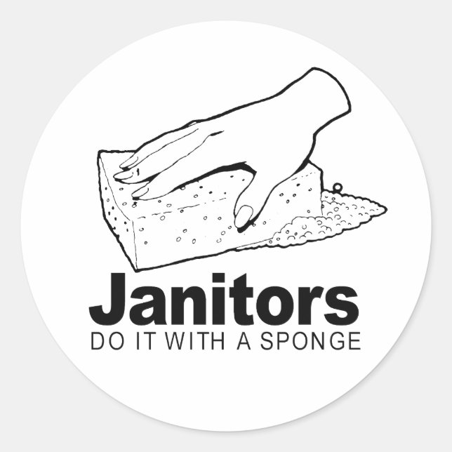 Sticker Rond les concierges le font avec une éponge (Devant)