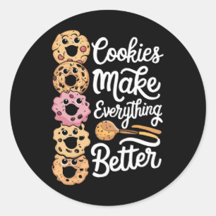 Sticker Rond Les cookies rendent tout mieux drôle Noël