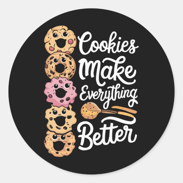 Sticker Rond Les cookies rendent tout mieux drôle Noël (Devant)