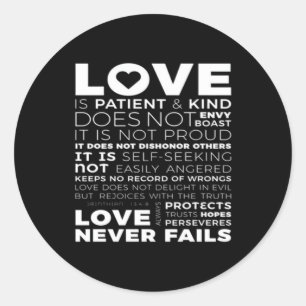 Sticker Rond Les Corinthiens L'amour est patient et bon Ne jalo